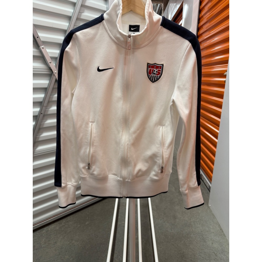 Nike Mens USMNT Soccer Track Jacket Medium White Navy Blue US Soccer Full Zip